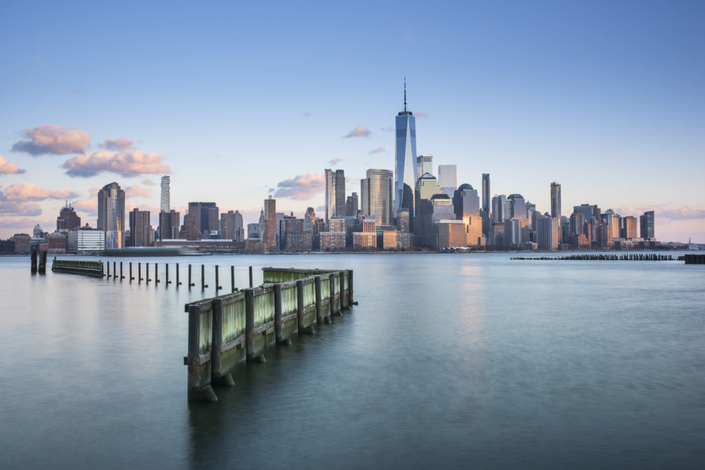 Downtown manhattan golden hour sunset