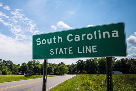 South carolina state line sign