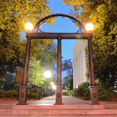 Historic cast iron archway on the campus of the University of Georgia in Athens, Georgia, USA.