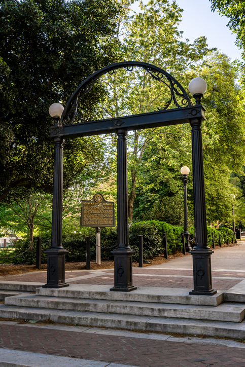 Athens, United States: April 11, 2020: UGA Arch From Side