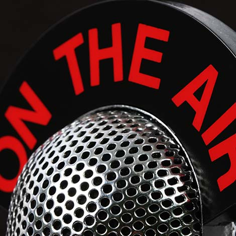 On the air On the air microphone close-up.