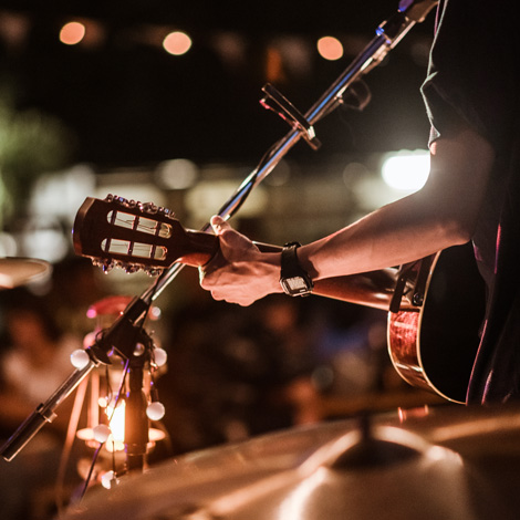 Musicians playing music on stage