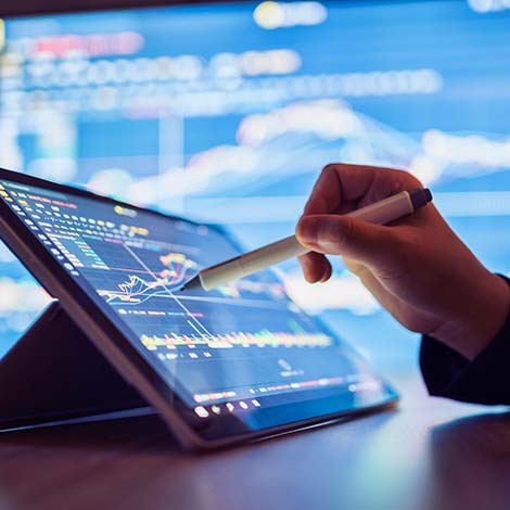 Woman looking stock market Data on smart phone Woman looking stock market Data on smart phone