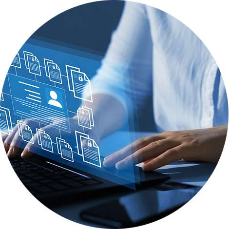 PCI-DSS-REPORTS man reviewing reports on laptop