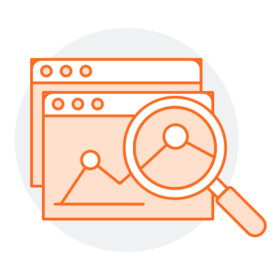 magnifying glass over a graph