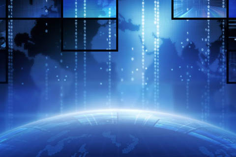 World map with binary code