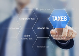 Businessman showing concept of taxes paid by individuals and corporations