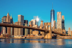 Famous Skyline of downtown New York City at early morning