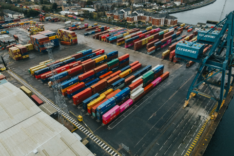 Cargo Shipment port full of cargo