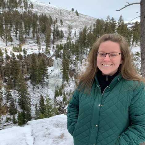 Carrie Culpepper in front of a snowy mountain