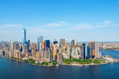 New York Financial District skyline view