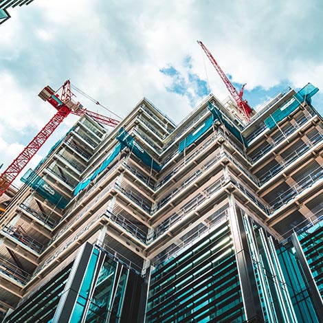Development in central London high rise building being constructed