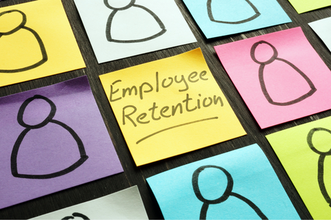Employee Retention written on sticky notes