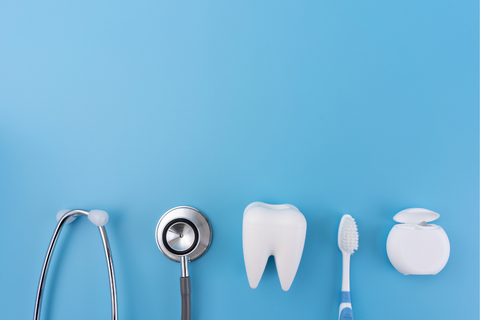 Blue background with Dental equipment