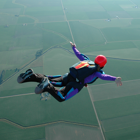 A person skydiving