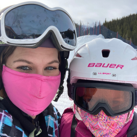 Emily's family skiing