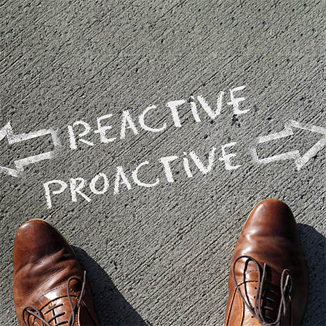 handwritten directional signs for proactive and Reactive
