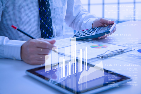 cash flow graph modeled on a hologram