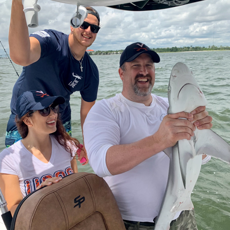 Jim Fennel with family shark fishing