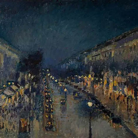 The Boulevard Montmartre at Night by Pissarro
