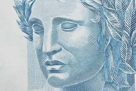 closeup of engraving art on currency