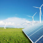 Solar panels and windmill power plant
