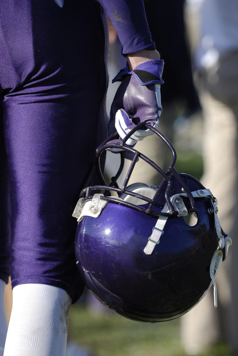 Close up of football player's helmet