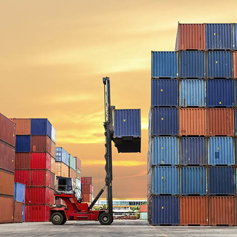 forklift loading cargo container