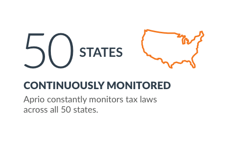 50 states continuously monitored - Aprio constantly monitors tax laws across all 50 states