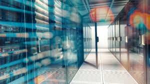 Row of servers in a data center