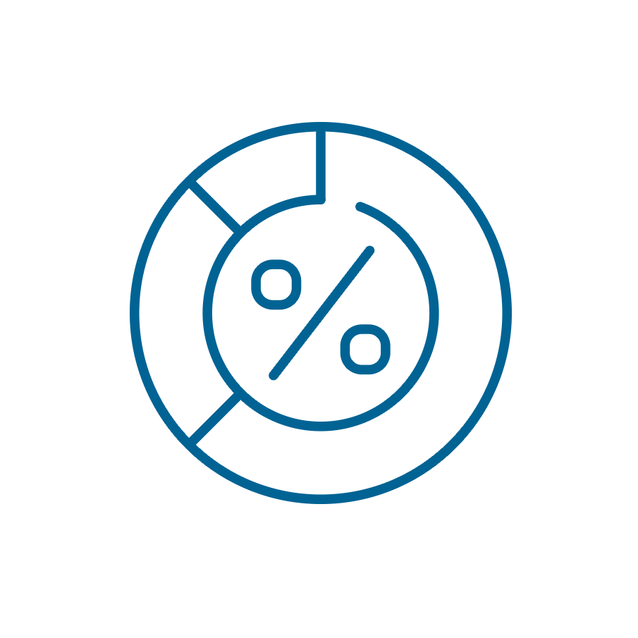 icon of pie chart with % symbol in center
