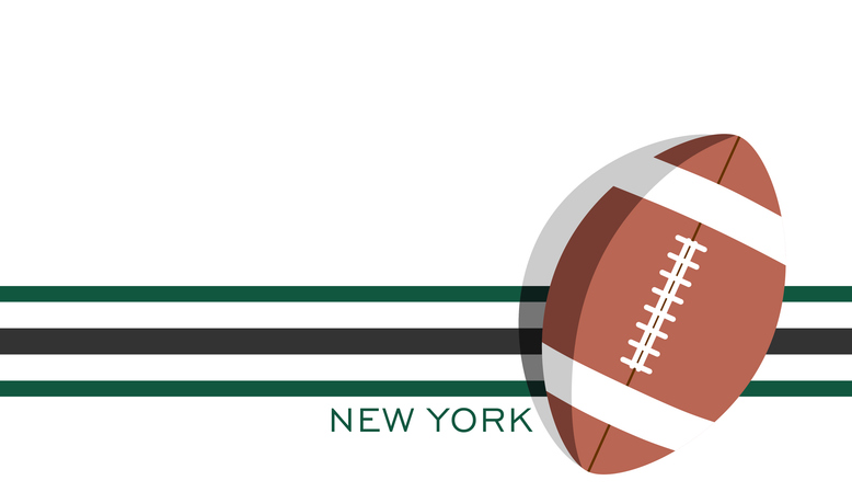 Template for presentation or infographics with New York Jets American football team uniform colors lines and ball