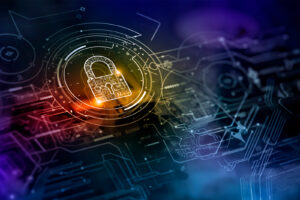 Cybersecurity digital padlock icon