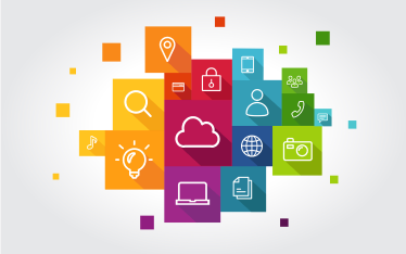 Essential apps setup Abstract art of technology related icons