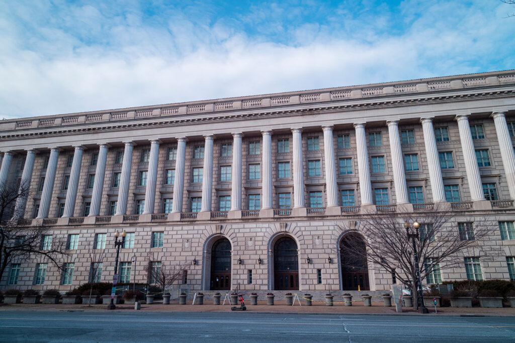 IRS - Internal Revenue Service Building - Washington, DC - Constitution Avenue - Winter - stock photo