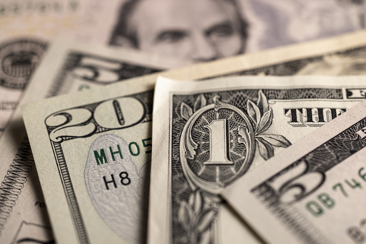 US Dollar Banknotes. Close up of US Federal Reserve US Dollar notes.