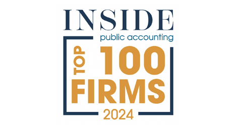 Inside Public Accounting Top 100 Firms 2024 logo in navy and gold text.