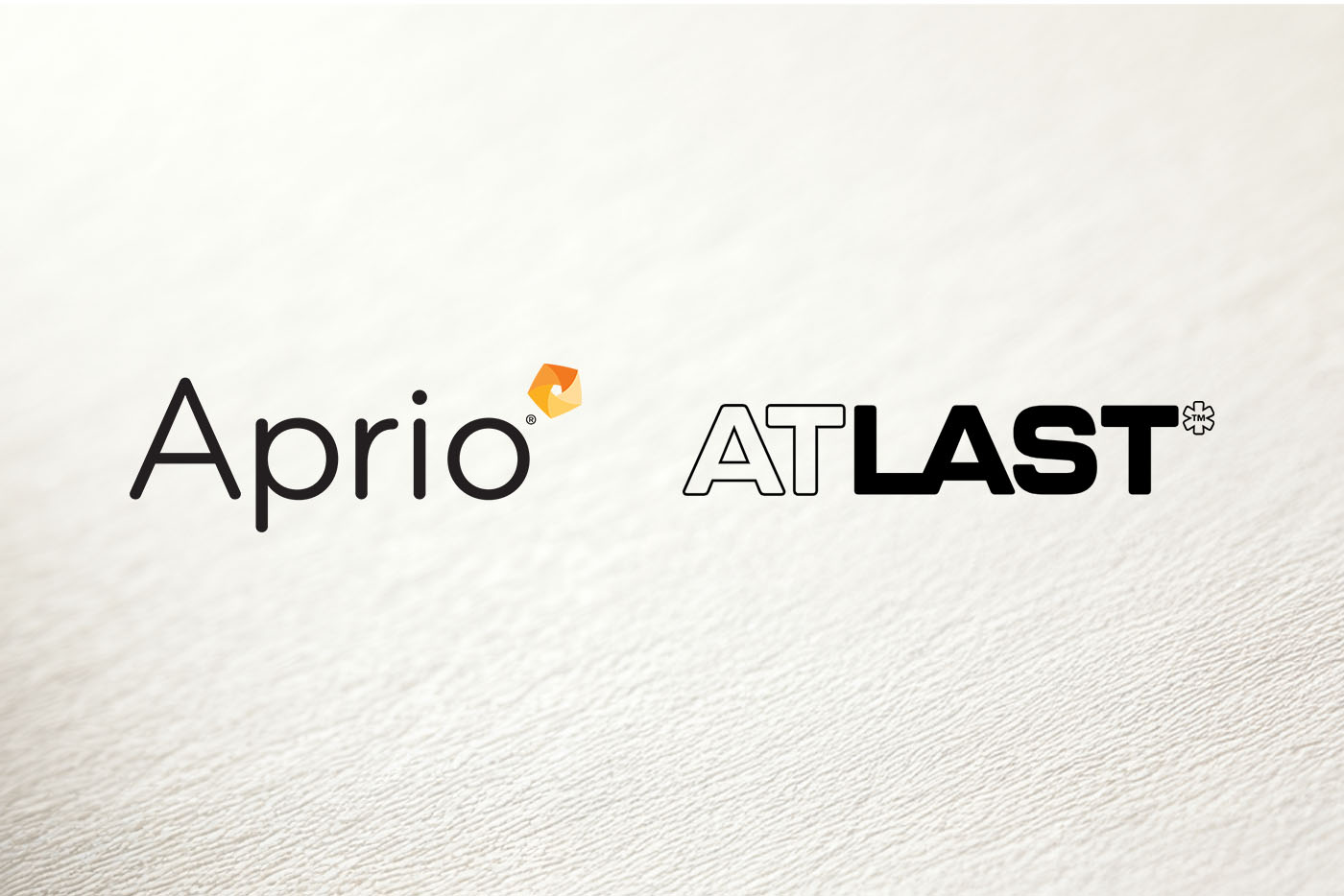 Logos for Aprio and ATLAST are displayed side by side on a textured light background.