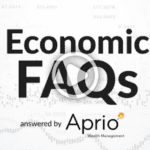 Economic FAQs answered by Aprio Wealth Management, displayed in bold text with a play button overlay.