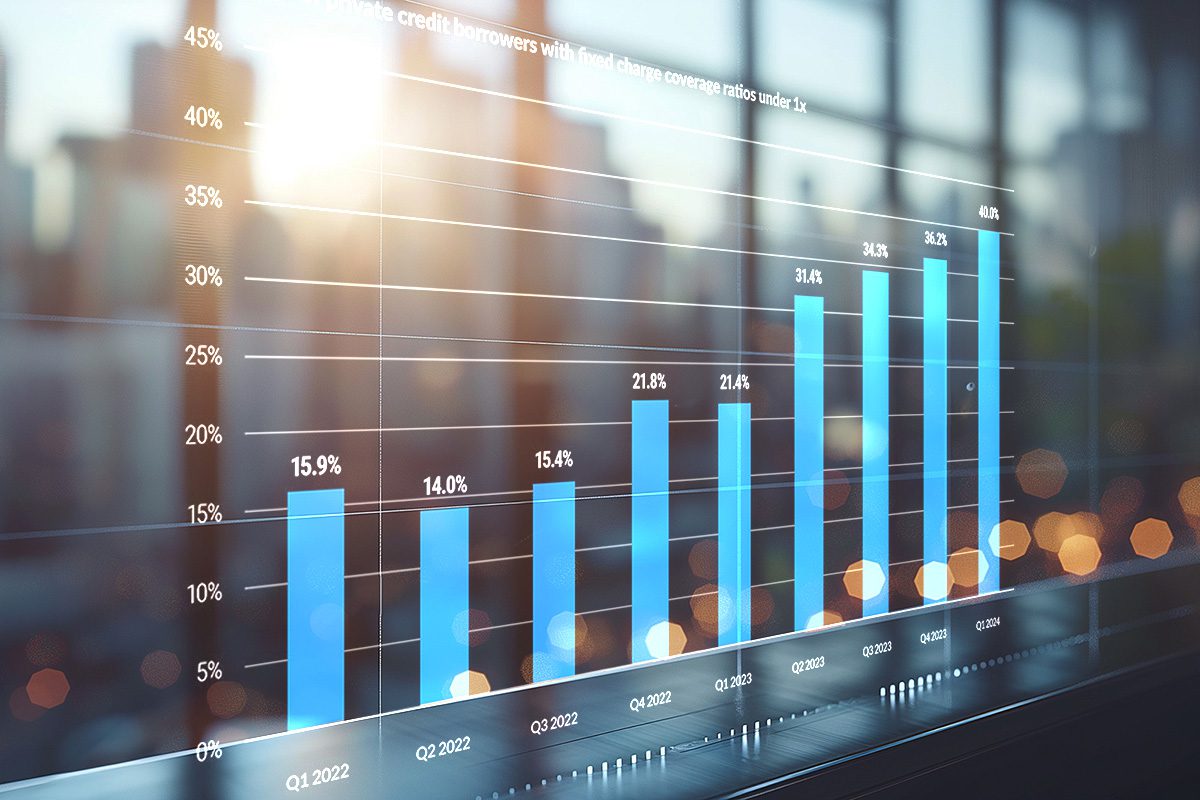 A bar graph shows quarterly percentage increases from Q1 2022 to Q4 2023, starting at 15.9% and reaching 40.7%, displayed against an office window background.