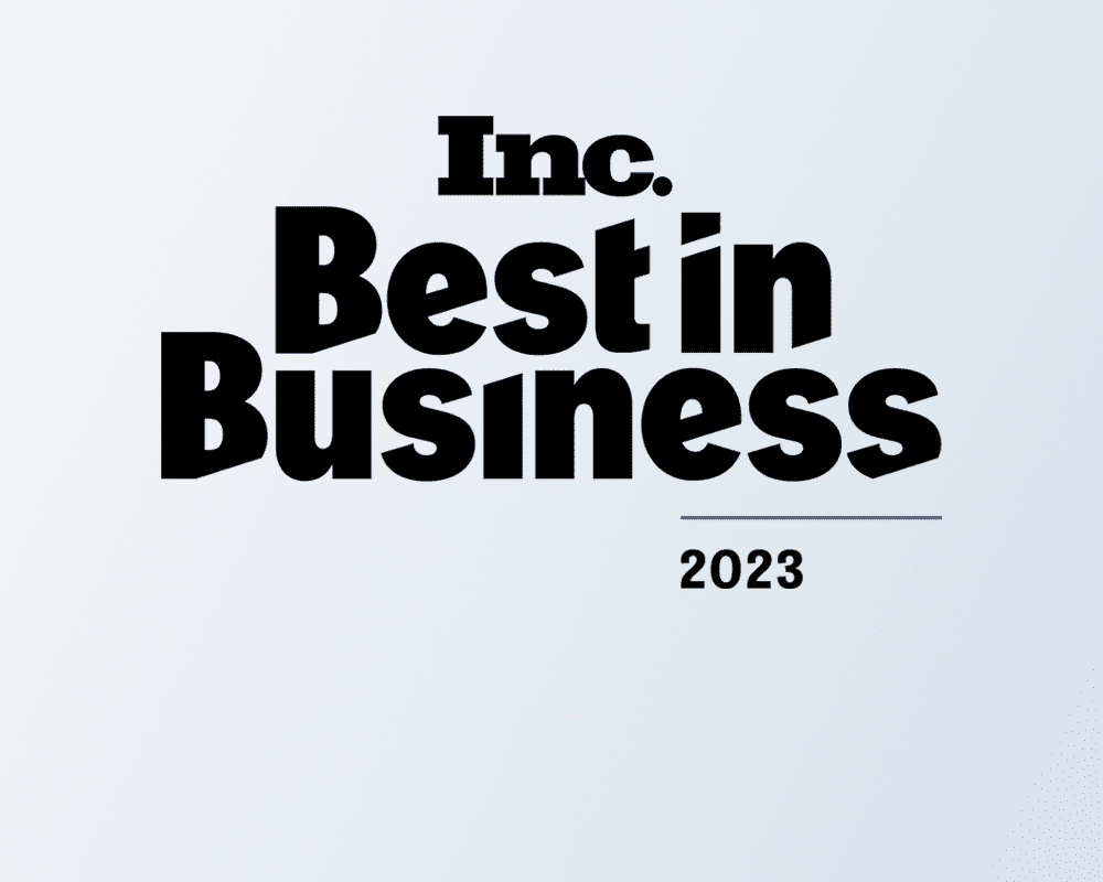 Black text on a light background reads Inc. Best in Business 2023.