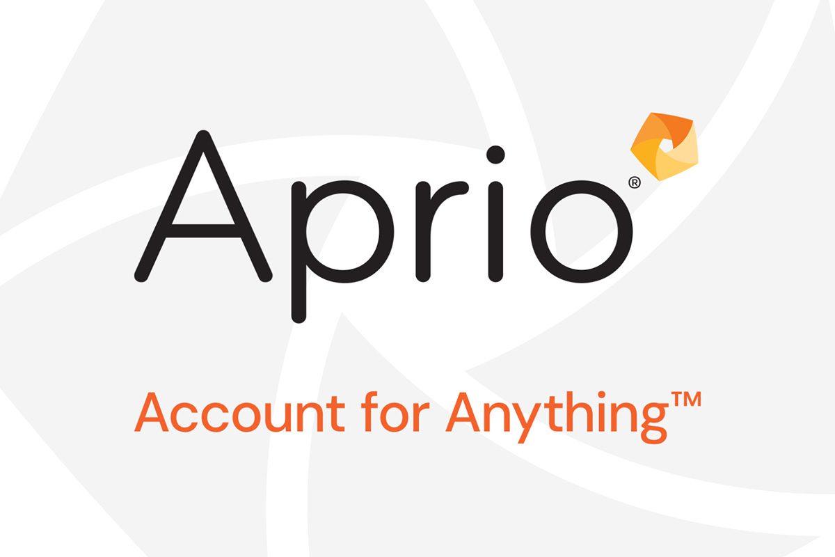 Aprio logo against a translucent pinwheel background