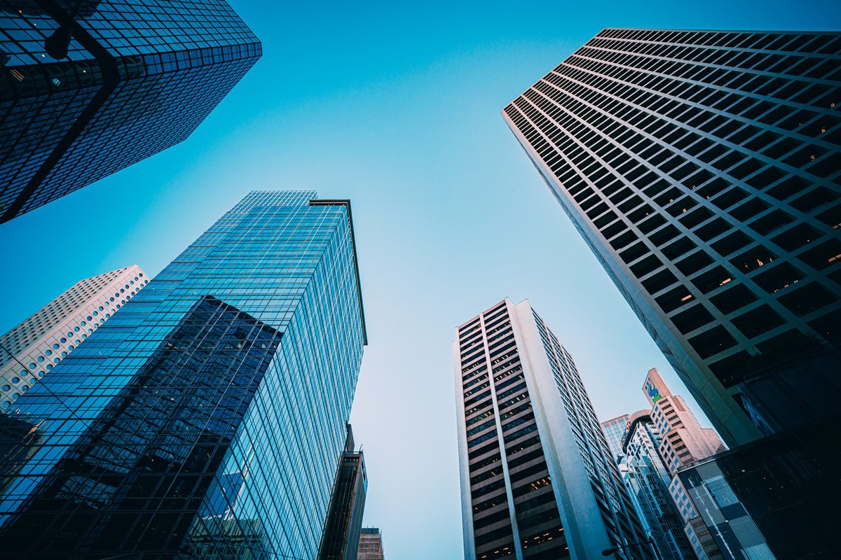 Low Angle View of Skyscrapers in Hong Kong