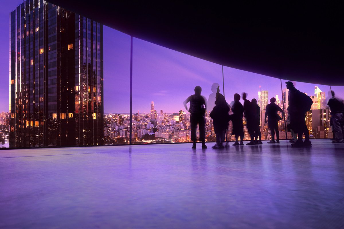 Composite; the images of New York on the screens are made by EschCollection.