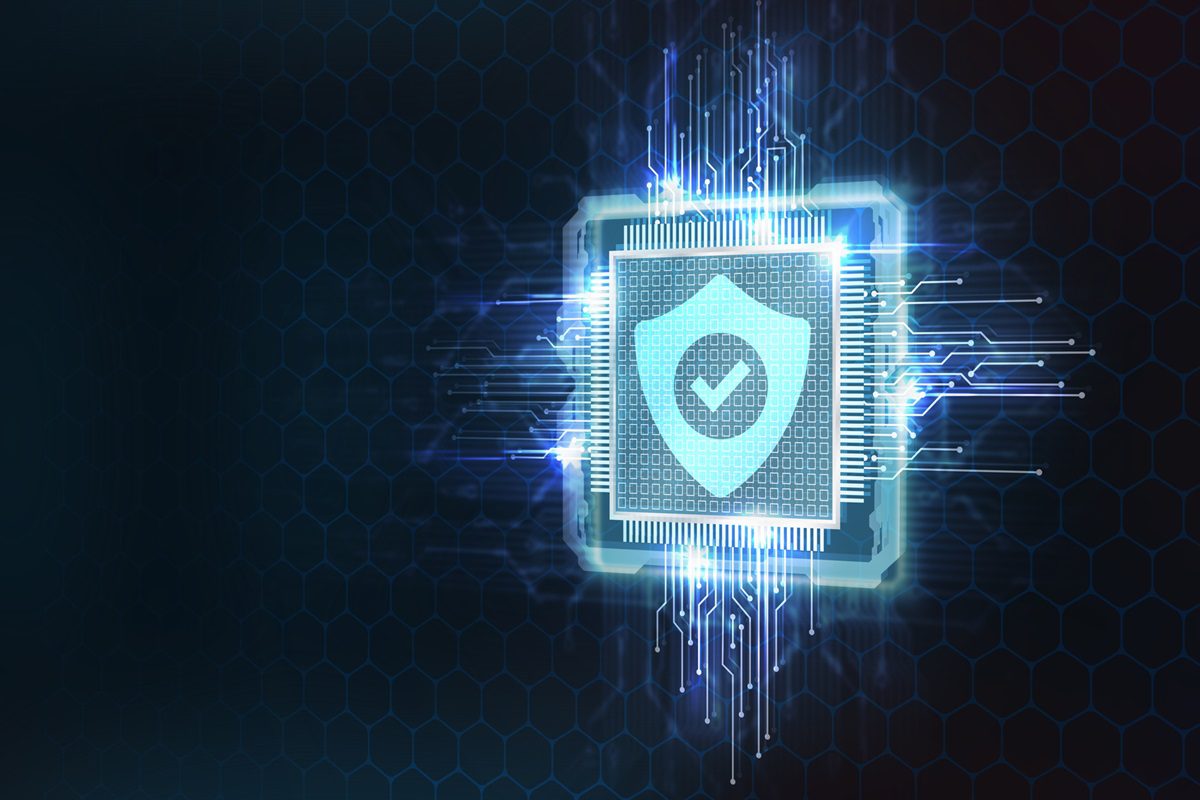 Cyber security data protection business technology privacy concept. Young businessman select the icon security on the virtual display.