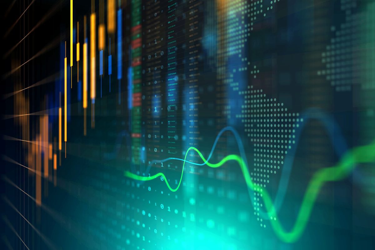 Data Technology Computer Generated Digital Currency and Exchange Stock Chart for Finance and Economy Display