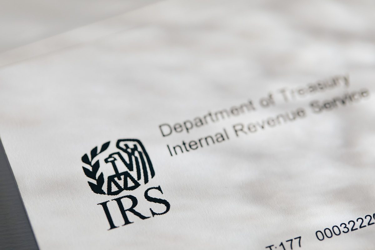 Close-up of letter from IRS
