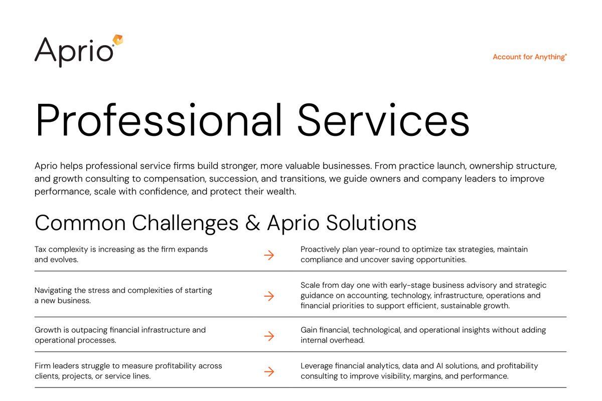 Aprio Professional Services One Pager