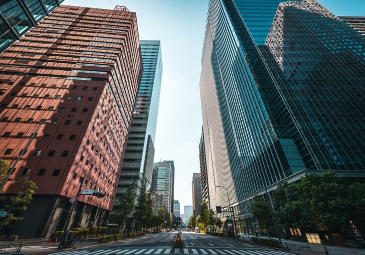 Modern urban cityscape with towering Skyscrapers
