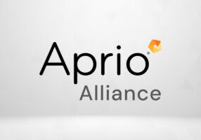 Aprio Alliance logo on abstract gray background